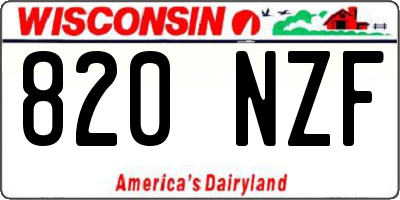 WI license plate 820NZF