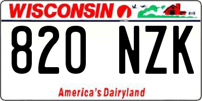 WI license plate 820NZK