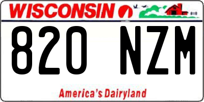 WI license plate 820NZM