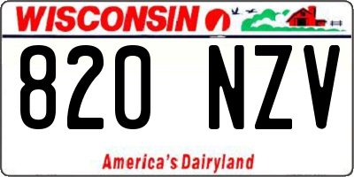 WI license plate 820NZV