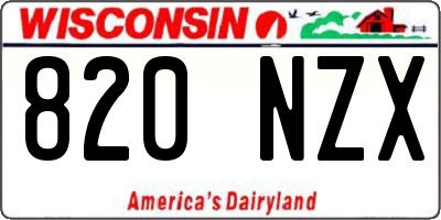 WI license plate 820NZX