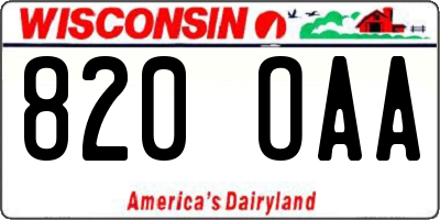 WI license plate 820OAA