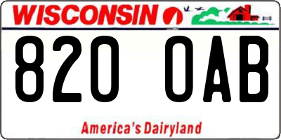WI license plate 820OAB