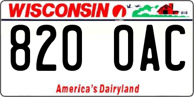 WI license plate 820OAC