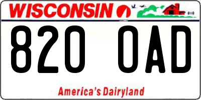 WI license plate 820OAD