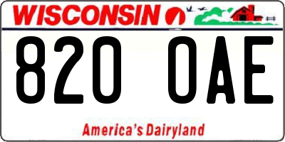 WI license plate 820OAE