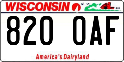 WI license plate 820OAF