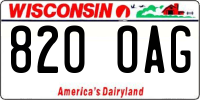 WI license plate 820OAG