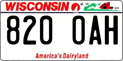WI license plate 820OAH