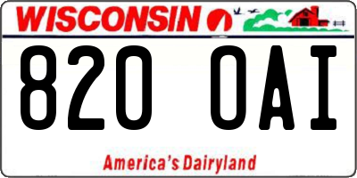 WI license plate 820OAI