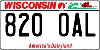WI license plate 820OAL
