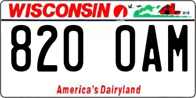 WI license plate 820OAM
