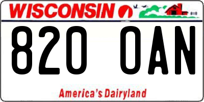 WI license plate 820OAN
