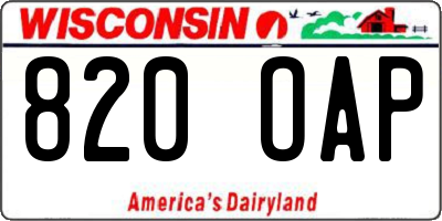 WI license plate 820OAP