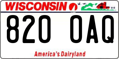 WI license plate 820OAQ
