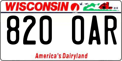 WI license plate 820OAR