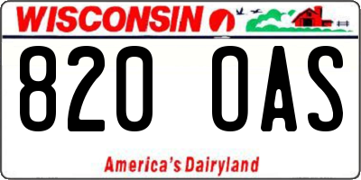 WI license plate 820OAS