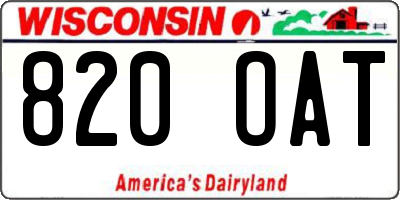 WI license plate 820OAT