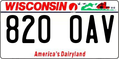 WI license plate 820OAV