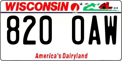 WI license plate 820OAW