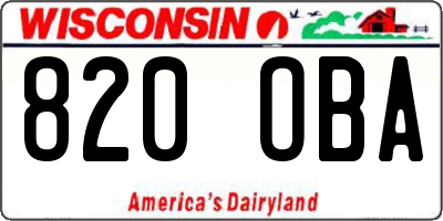 WI license plate 820OBA