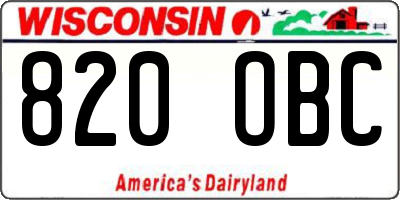 WI license plate 820OBC