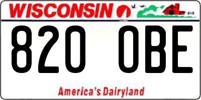 WI license plate 820OBE