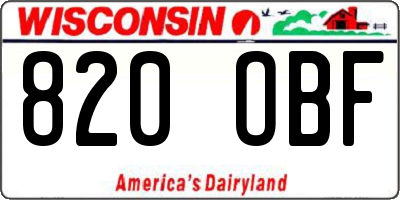 WI license plate 820OBF