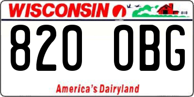 WI license plate 820OBG