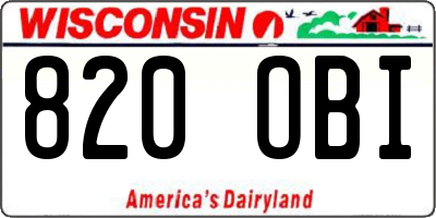 WI license plate 820OBI