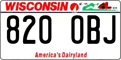WI license plate 820OBJ