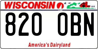 WI license plate 820OBN