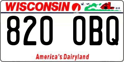 WI license plate 820OBQ