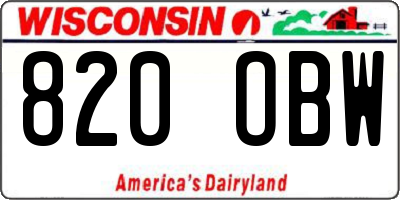 WI license plate 820OBW