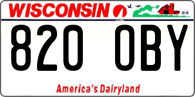 WI license plate 820OBY