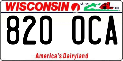 WI license plate 820OCA