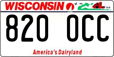 WI license plate 820OCC