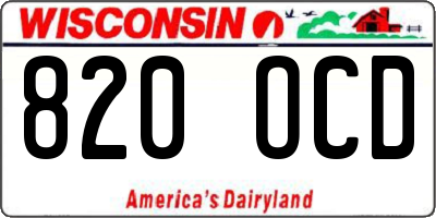 WI license plate 820OCD