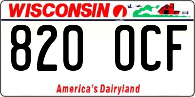 WI license plate 820OCF