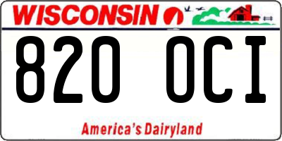 WI license plate 820OCI