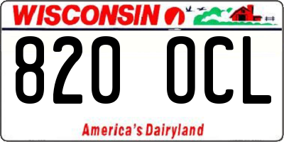 WI license plate 820OCL