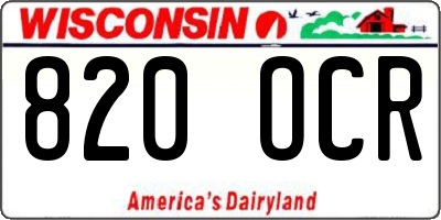 WI license plate 820OCR