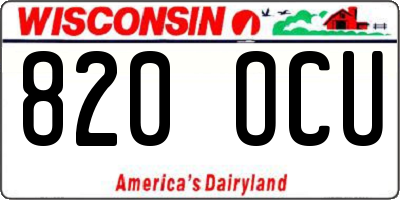 WI license plate 820OCU