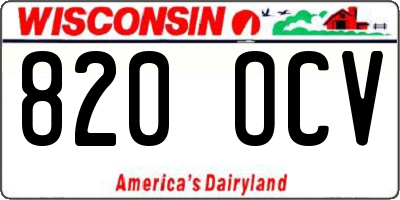 WI license plate 820OCV