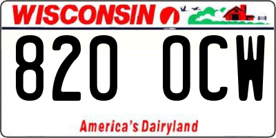 WI license plate 820OCW