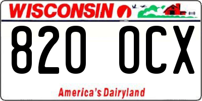 WI license plate 820OCX