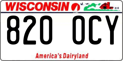 WI license plate 820OCY