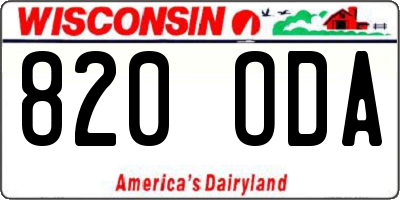 WI license plate 820ODA