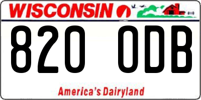 WI license plate 820ODB