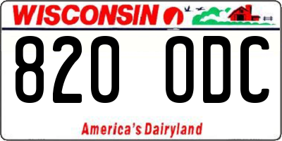 WI license plate 820ODC